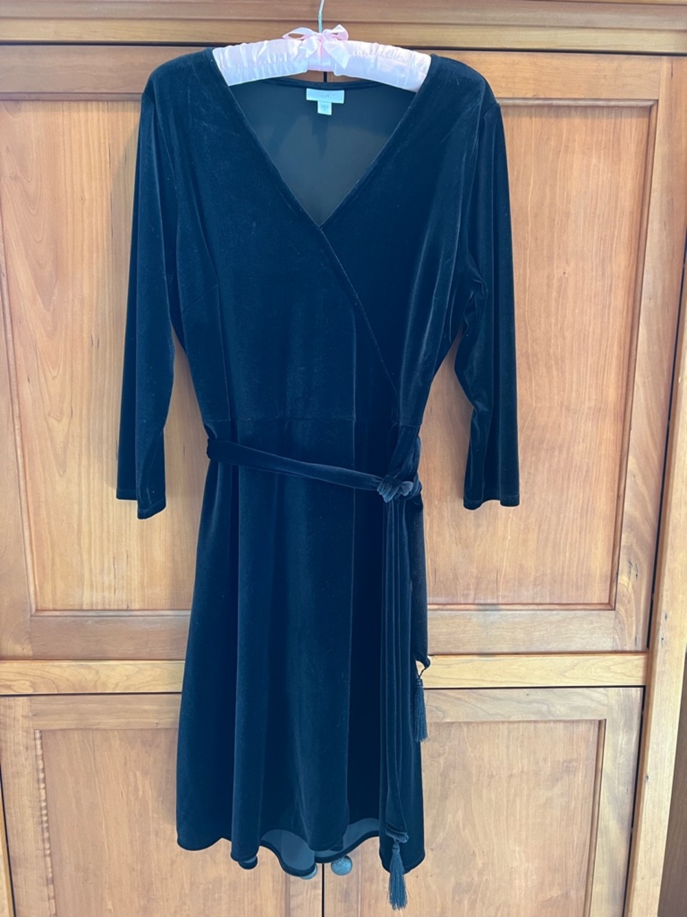 J. Jill Black Velvet Wrap Midi Dress